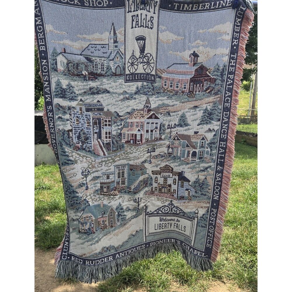Goodwin Weavers Liberty Falls Collection Cotton Tapestry Throw USA 46x67